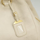 PRADA Tote Bag Leather White Gold Auth ep6660-26