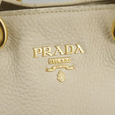 PRADA Tote Bag Leather White Gold Auth ep6660-27