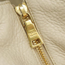 PRADA Tote Bag Leather White Gold Auth ep6660-28