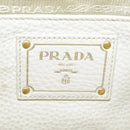 PRADA Tote Bag Leather White Gold Auth ep6660-29