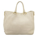 PRADA Tote Bag Leather White Gold Auth ep6660-2