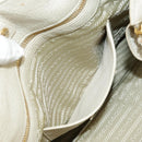 PRADA Tote Bag Leather White Gold Auth ep6660-32