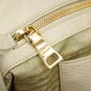 PRADA Tote Bag Leather White Gold Auth ep6660-33