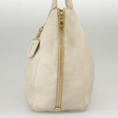 PRADA Tote Bag Leather White Gold Auth ep6660-3