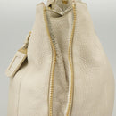 PRADA Tote Bag Leather White Gold Auth ep6660-4