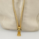 PRADA Tote Bag Leather White Gold Auth ep6660-16