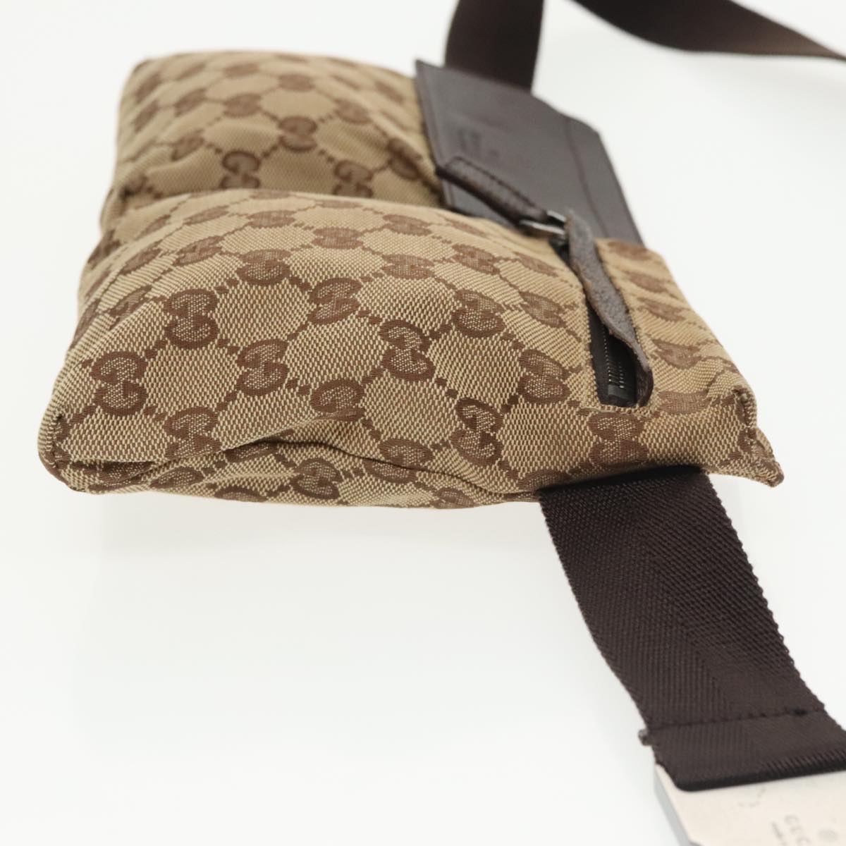 GUCCI GG Canvas Waist bag Beige Silver 28566 Auth ep6664