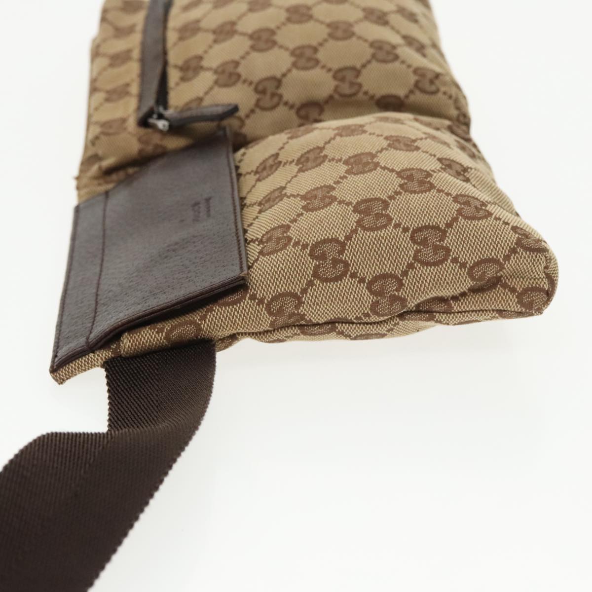 GUCCI GG Canvas Waist bag Beige Silver 28566 Auth ep6664