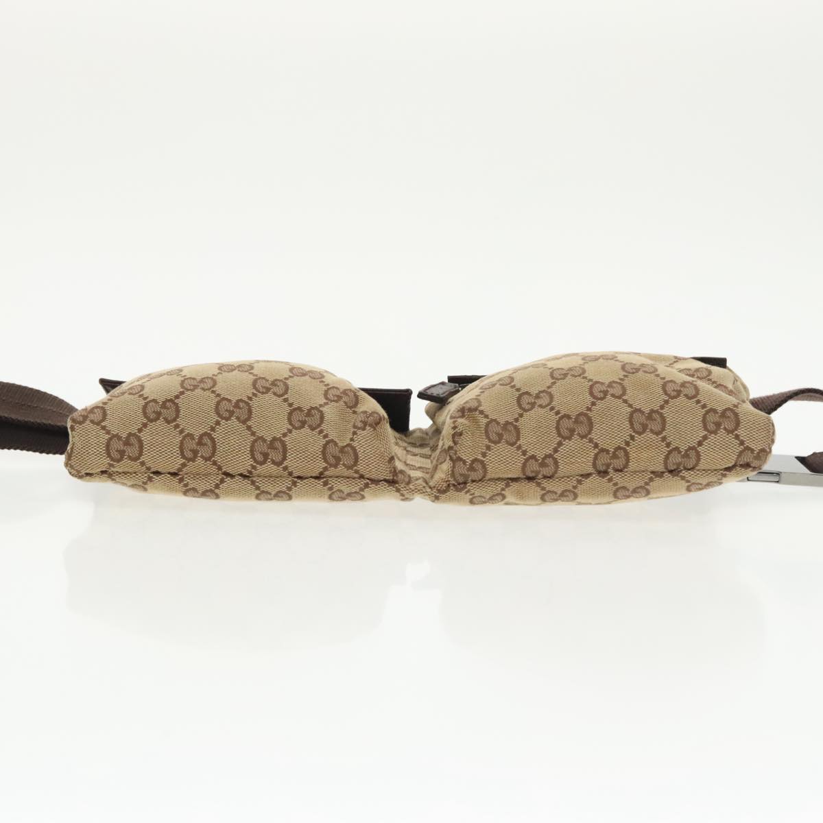 GUCCI GG Canvas Waist bag Beige Silver 28566 Auth ep6664