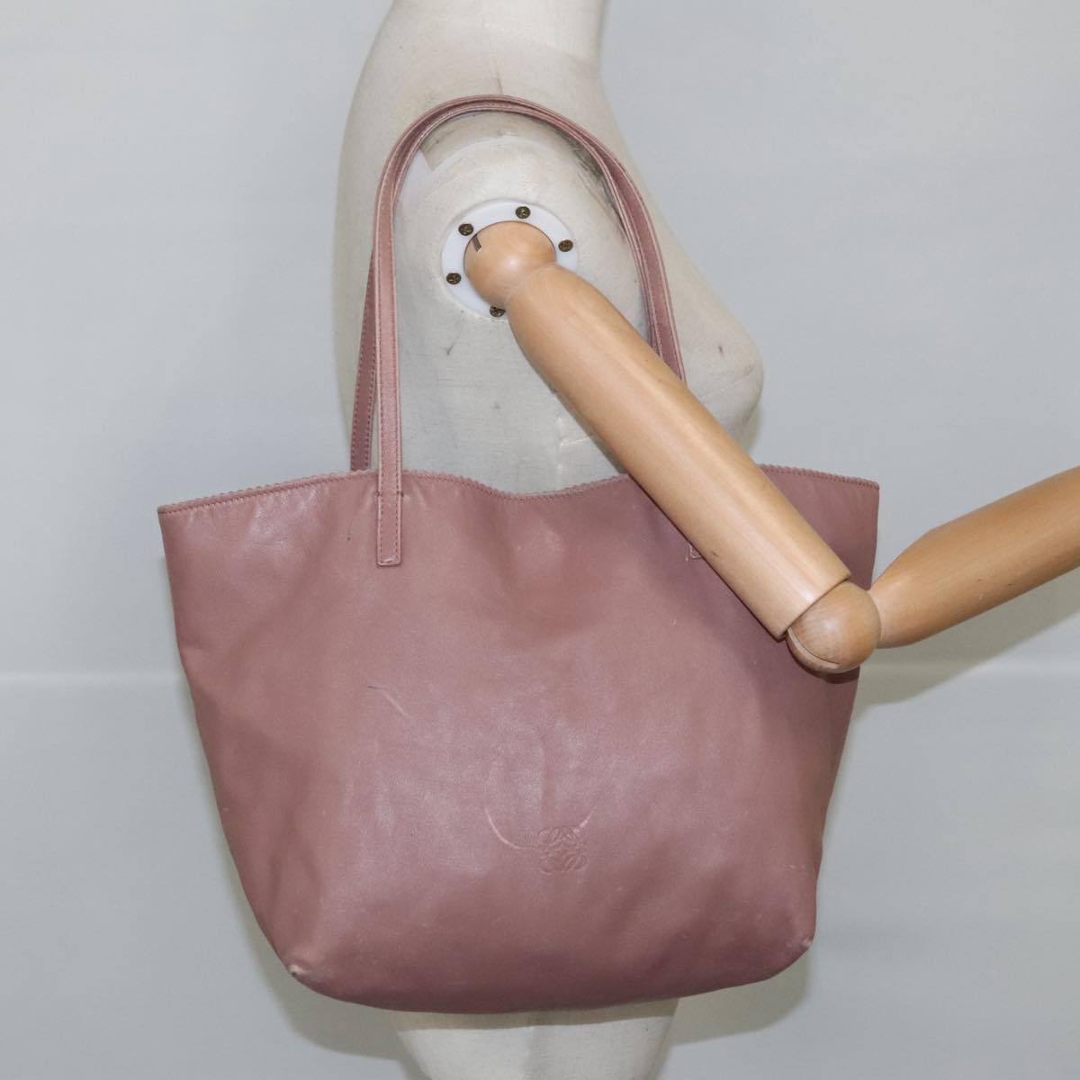 LOEWE Anagram Tote Bag Nylon Pink Auth ep6665