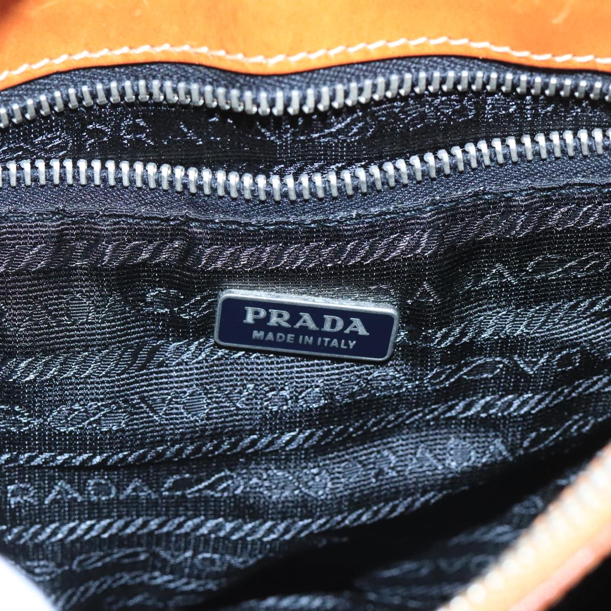 PRADA Hand Bag Nylon Leather Black Silver Auth ep6667