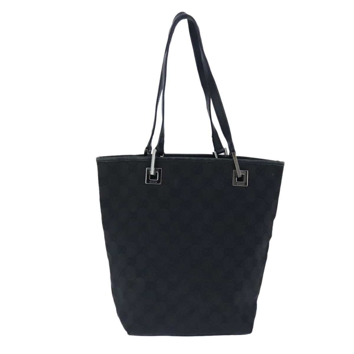 GUCCI GG Canvas Tote Bag Black Silver 31244 Auth ep6668