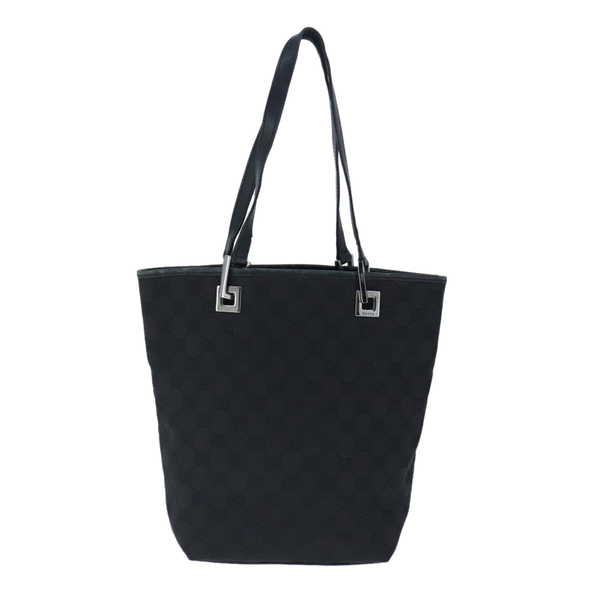 GUCCI GG Canvas Tote Bag Black Silver 31244 Auth ep6668 - 0