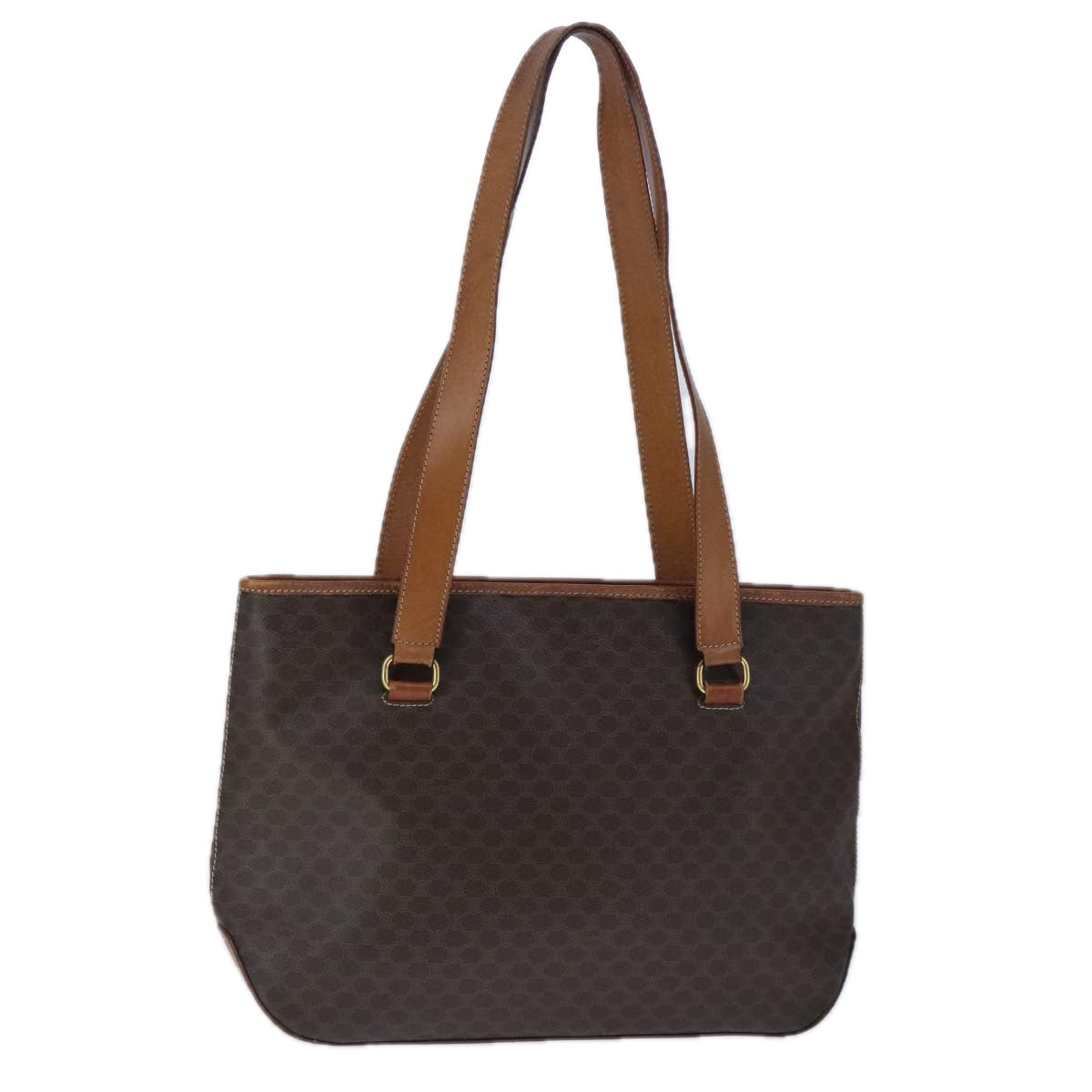 CELINE Macadam Canvas Tote Bag PVC Leather Brown Auth ep6670