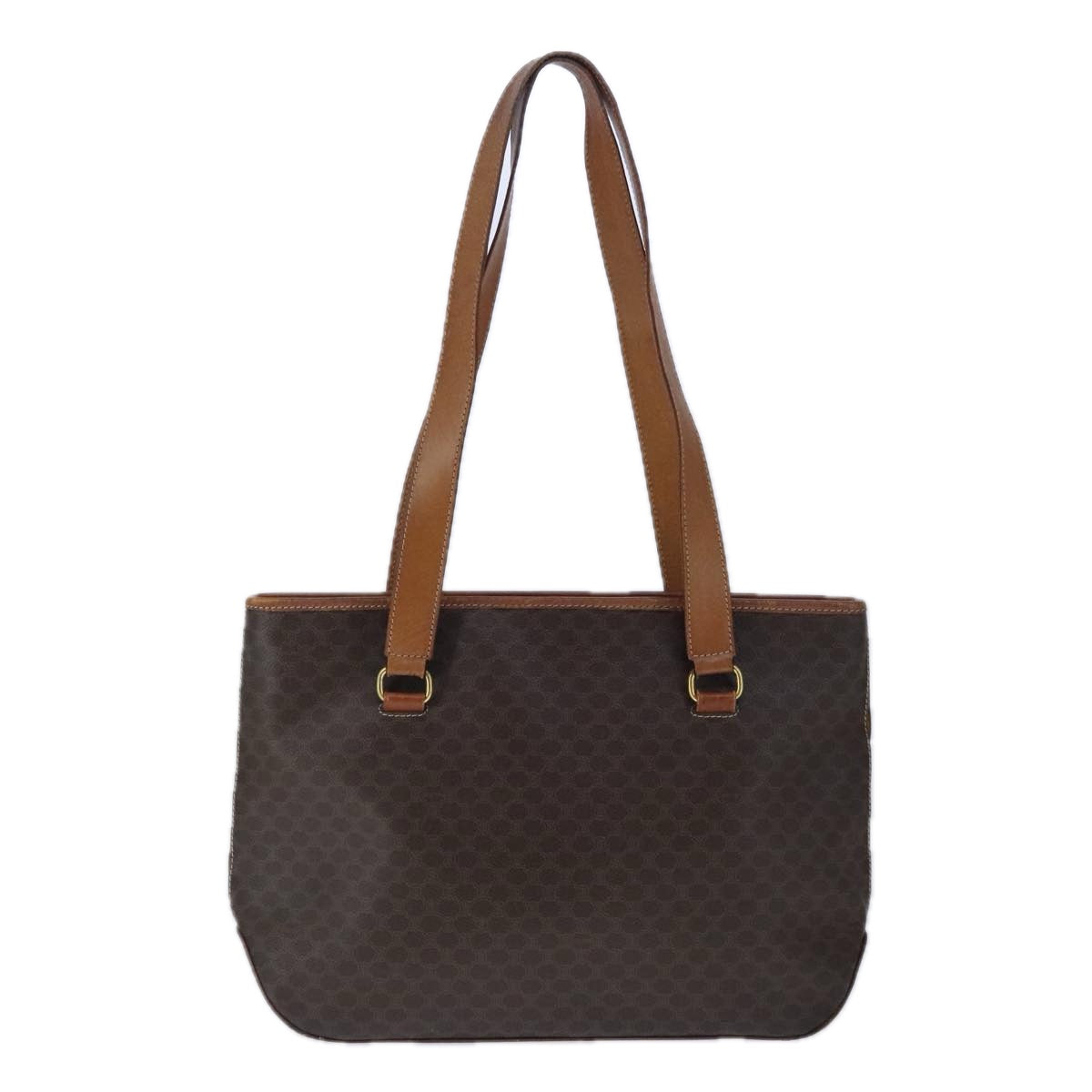 CELINE Macadam Canvas Tote Bag PVC Leather Brown Auth ep6670