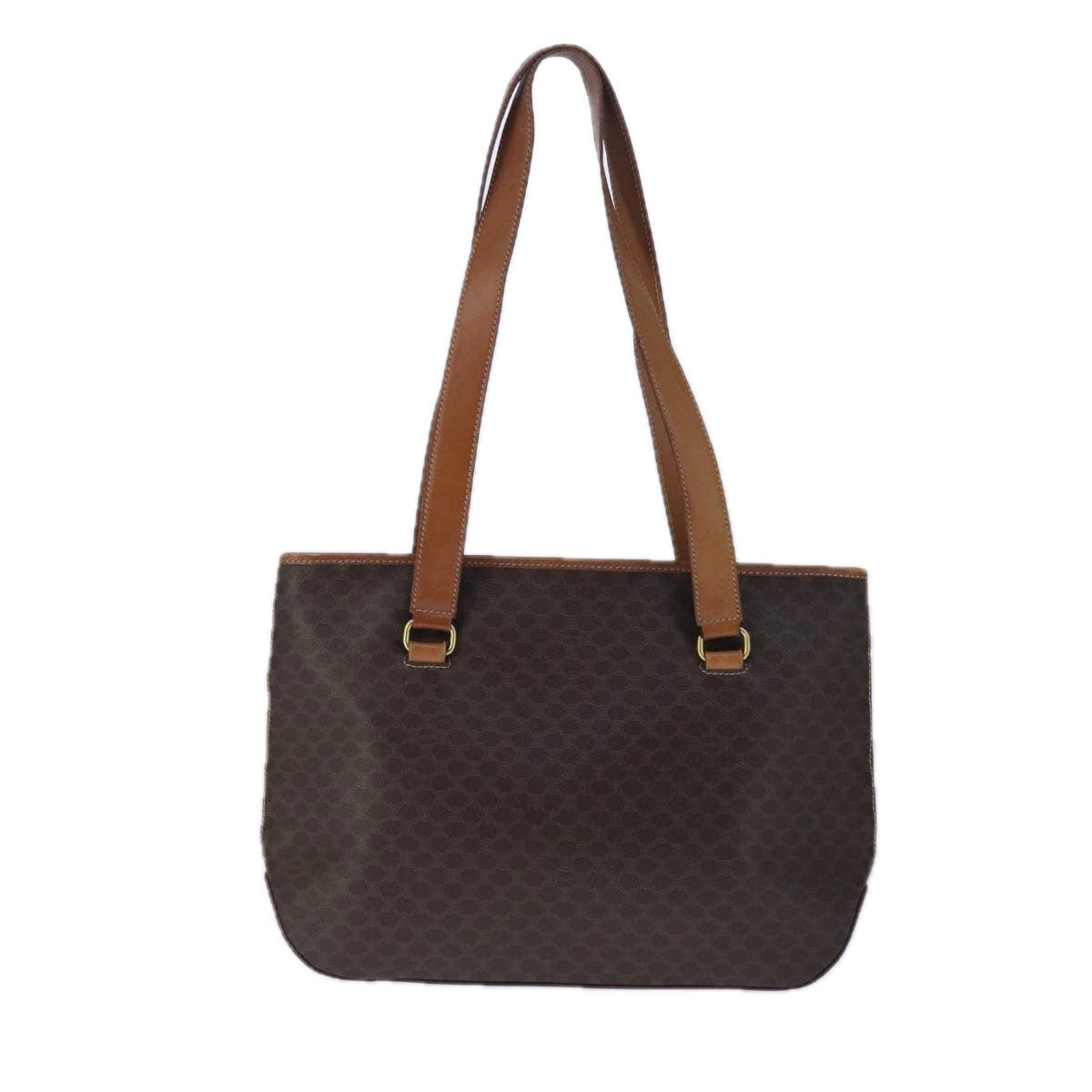 CELINE Macadam Canvas Tote Bag PVC Leather Brown Auth ep6670 - 0