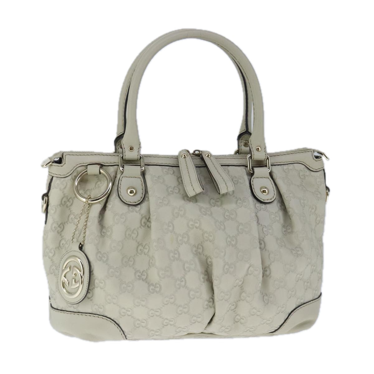 GUCCI Guccissima GG Sukey Hand Bag Leather White Auth ep6679