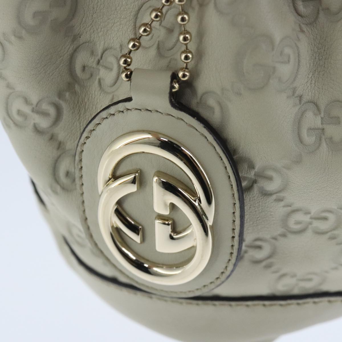 GUCCI Guccissima GG Sukey Hand Bag Leather White Auth ep6679