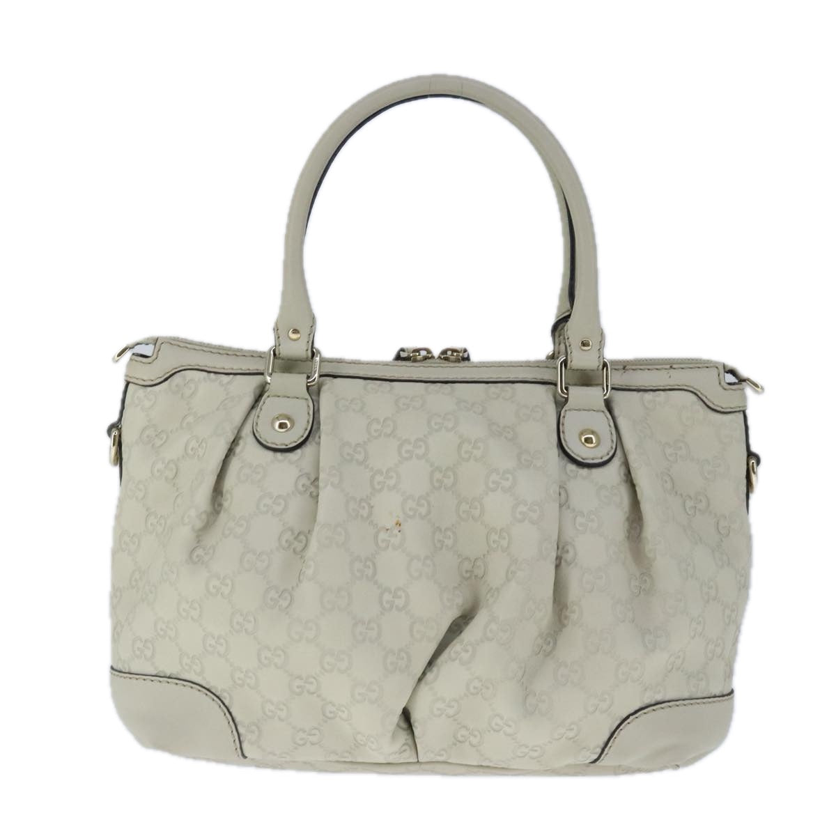 GUCCI Guccissima GG Sukey Hand Bag Leather White Auth ep6679 - 0