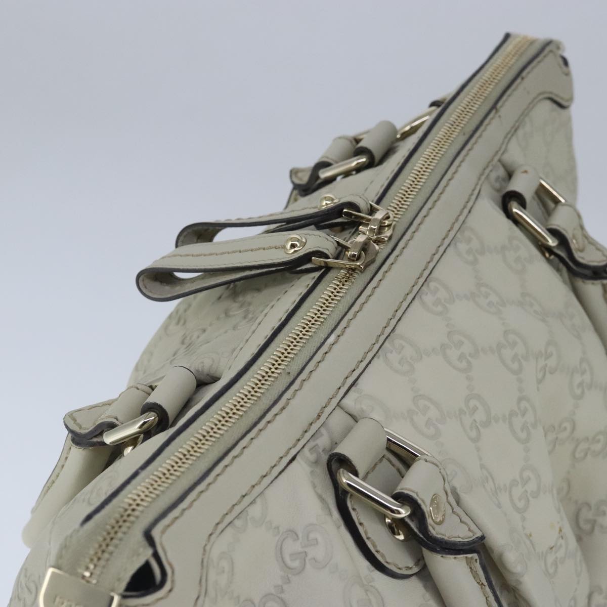 GUCCI Guccissima GG Sukey Hand Bag Leather White Auth ep6679