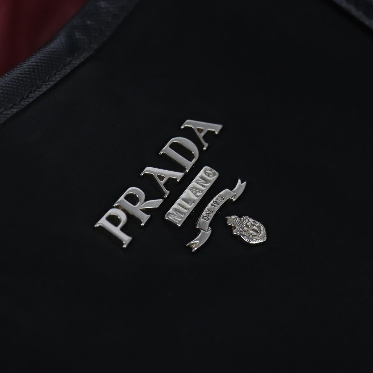 PRADA Tote Bag Nylon Black Silver Auth ep6683