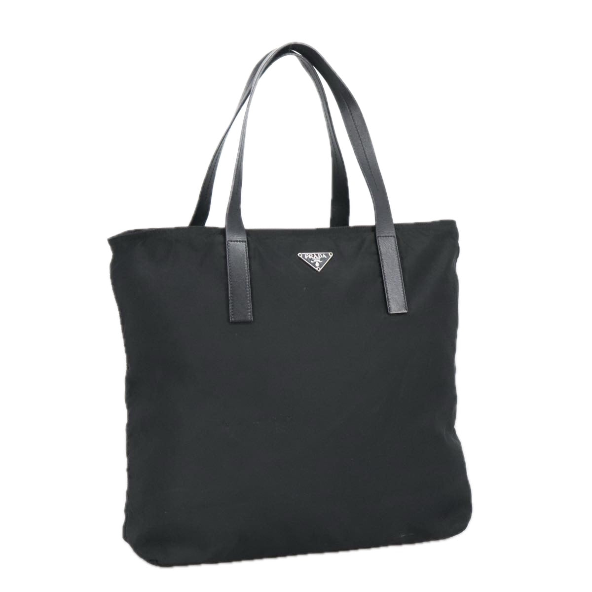 PRADA Tote Bag Nylon Black Silver Auth ep6686