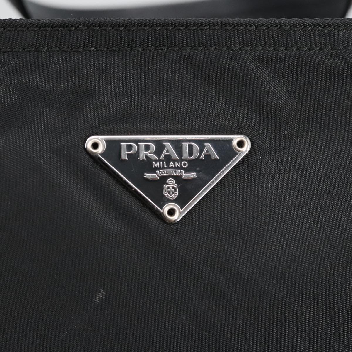 PRADA Tote Bag Nylon Black Silver Auth ep6686