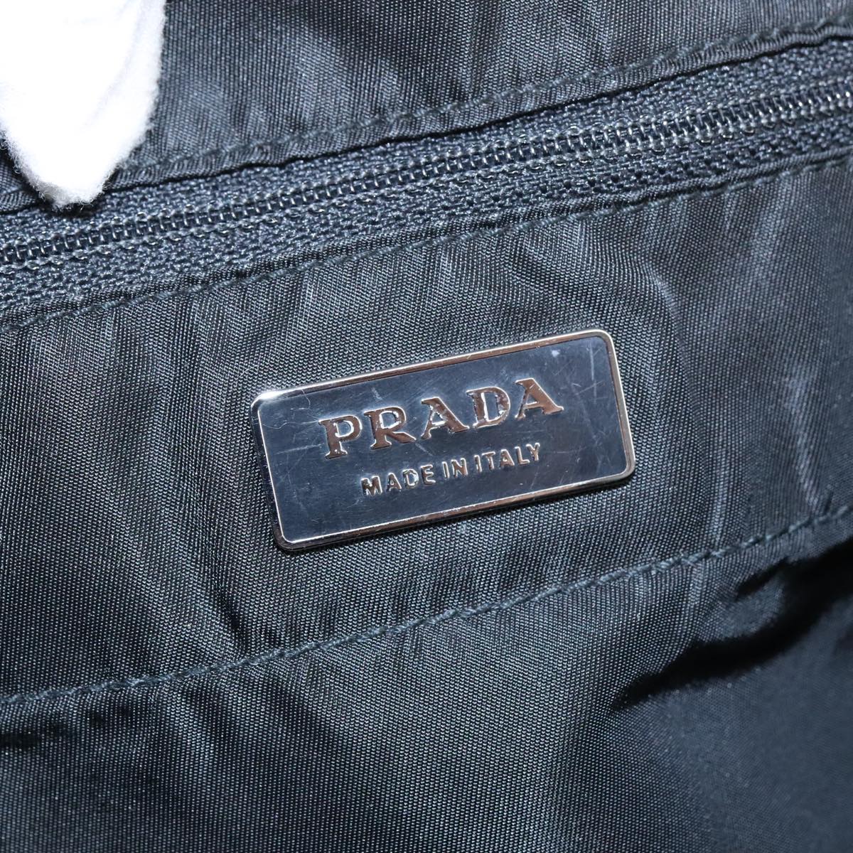 PRADA Tote Bag Nylon Black Silver Auth ep6686