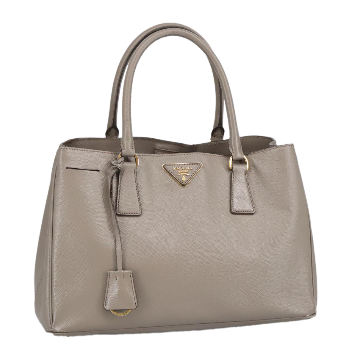 PRADA Galleria Hand Bag Safiano leather Gray Gold Auth ep6701