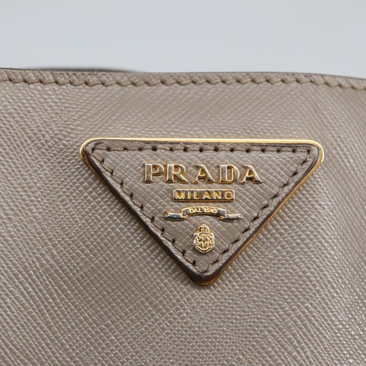 PRADA Galleria Hand Bag Safiano leather Gray Gold Auth ep6701