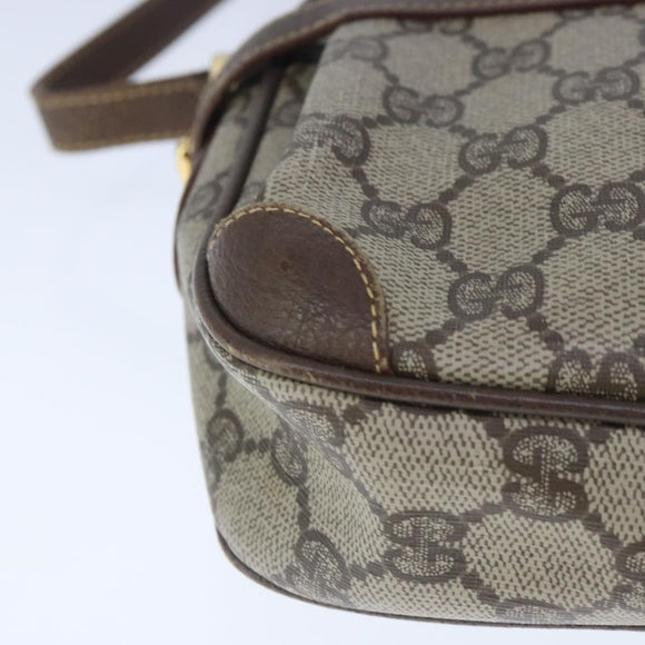 GUCCI GG Supreme Shoulder Bag PVC Leather Beige Auth ep6706