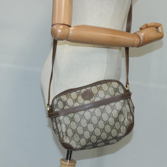 GUCCI GG Supreme Shoulder Bag PVC Leather Beige Auth ep6706