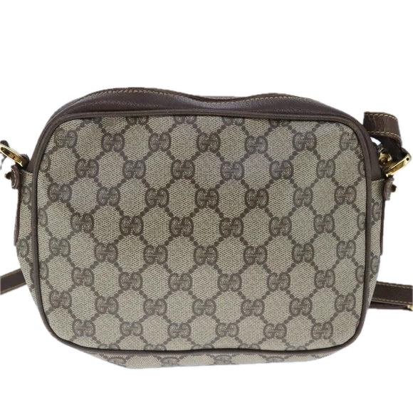 GUCCI GG Supreme Shoulder Bag PVC Leather Beige Auth ep6706