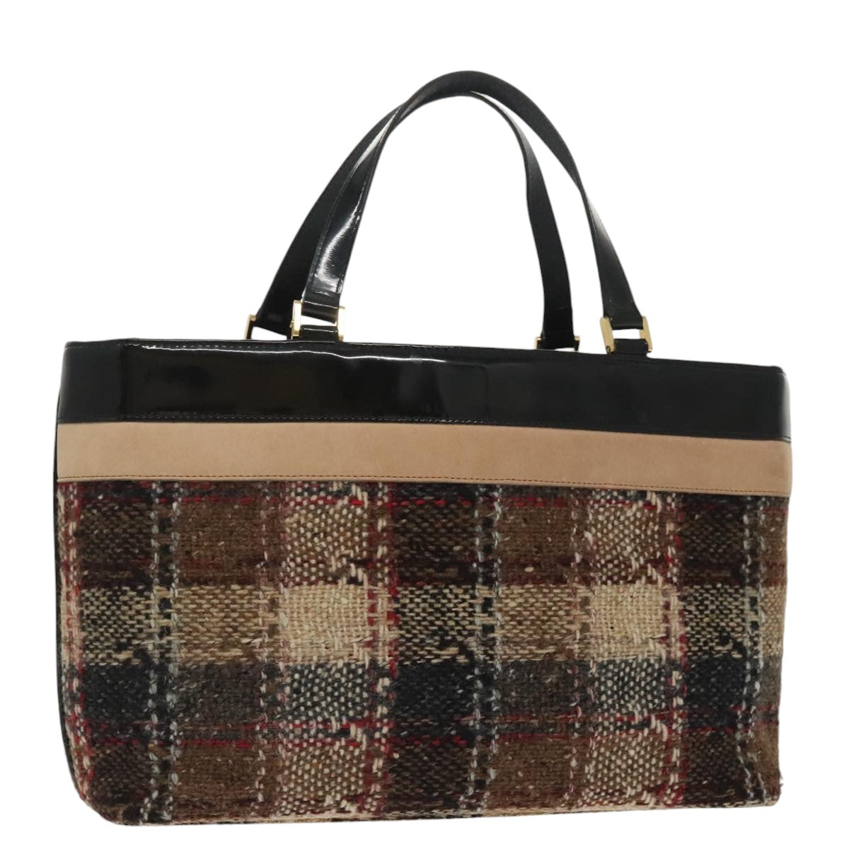 BURBERRY Nova Check Tote Bag Wool Beige Auth ep6709