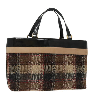 BURBERRY Nova Check Tote Bag Wool Beige Auth ep6709
