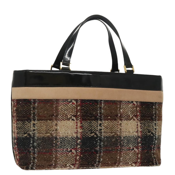 BURBERRY Nova Check Tote Bag Wool Beige Auth ep6709