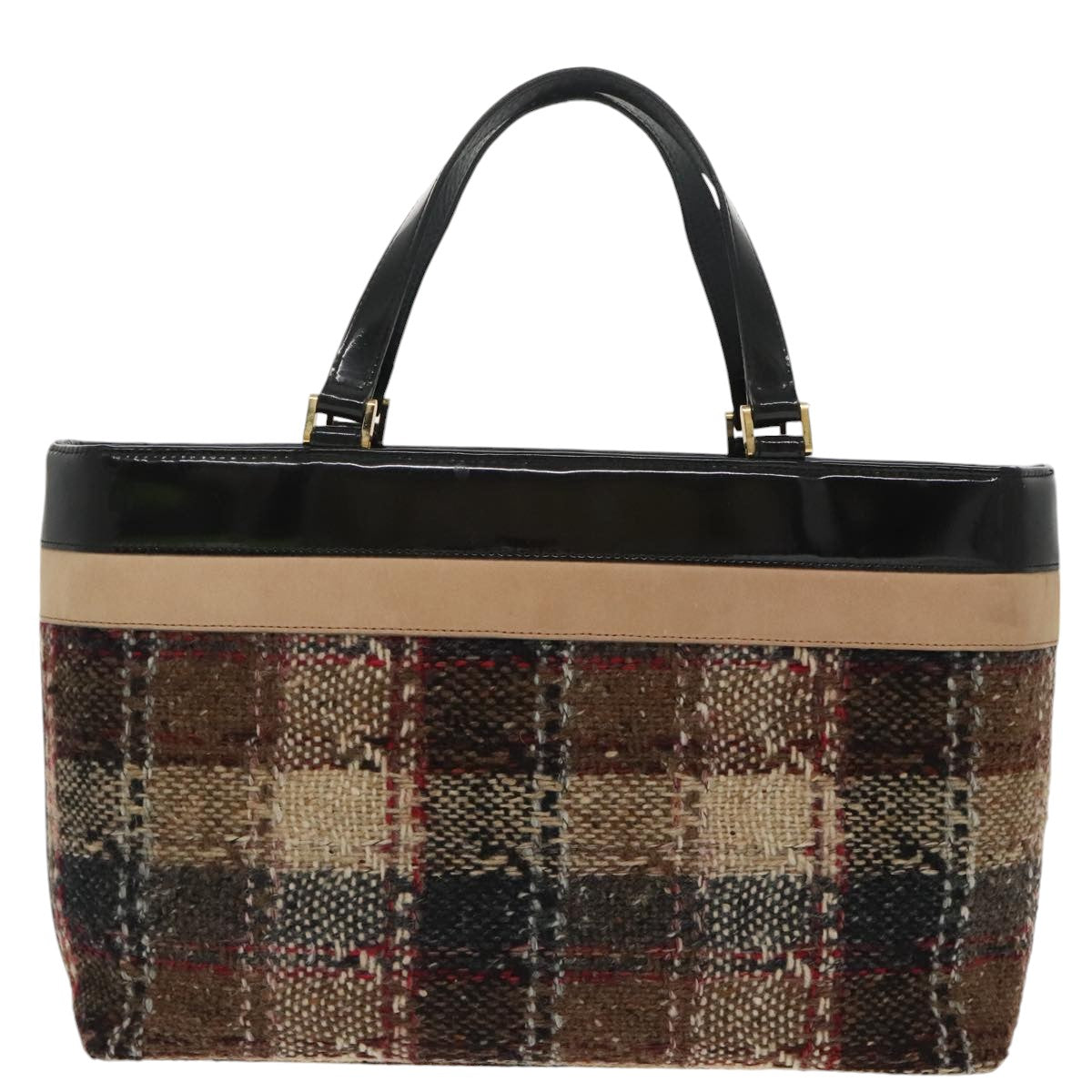 BURBERRY Nova Check Tote Bag Wool Beige Auth ep6709