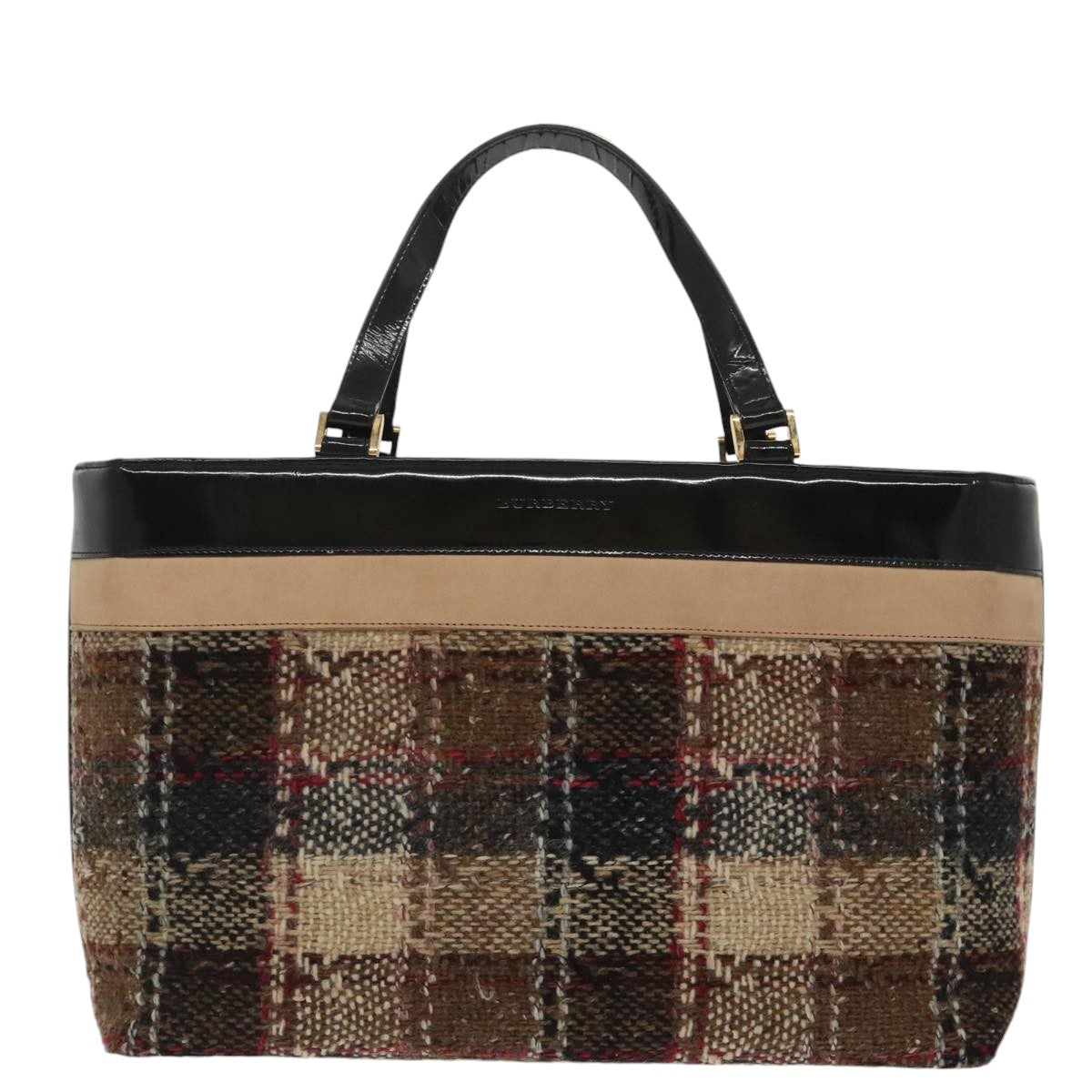 BURBERRY Nova Check Tote Bag Wool Beige Auth ep6709 - 0