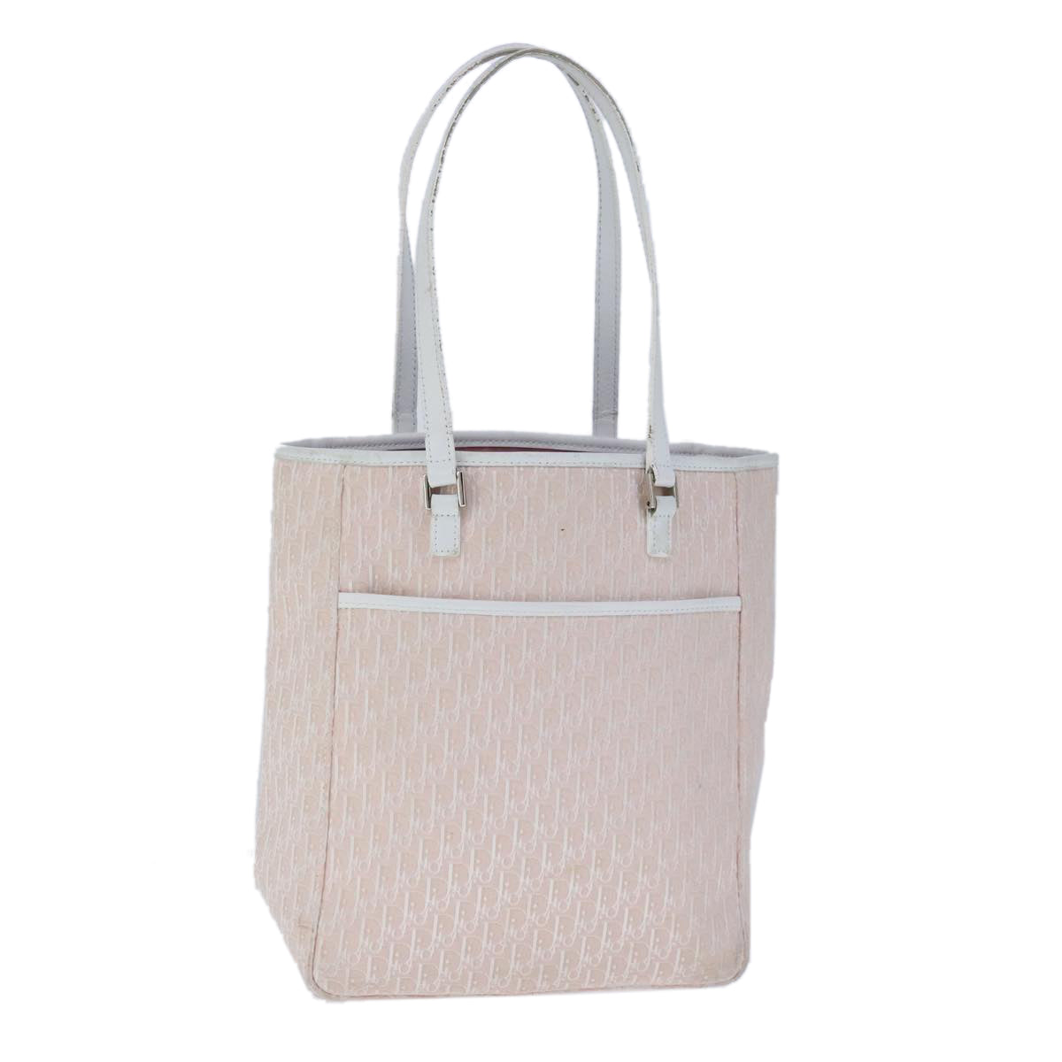 Christian Dior Trotter Canvas Tote Bag Pink Silver Auth ep6713