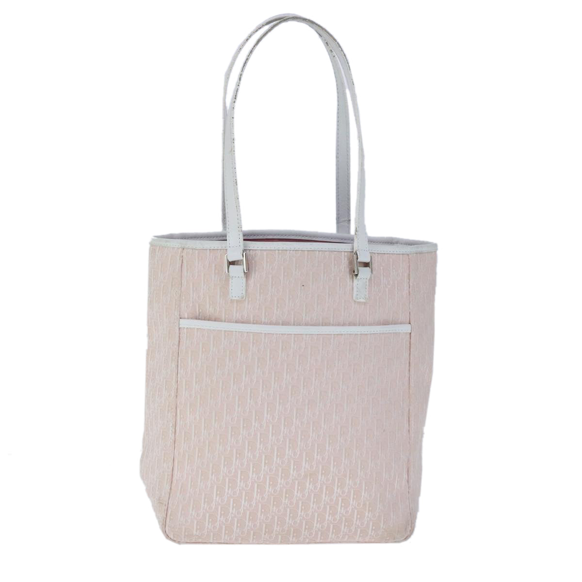 Christian Dior Trotter Canvas Tote Bag Pink Silver Auth ep6713 - 0