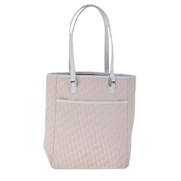 Christian Dior Trotter Canvas Tote Bag Pink Silver Auth ep6713