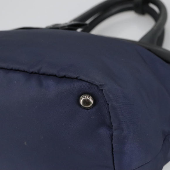 PRADA Hand Bag Nylon Navy Silver Auth ep6744