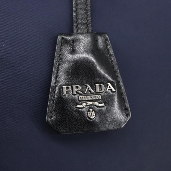 PRADA Hand Bag Nylon Navy Silver Auth ep6744