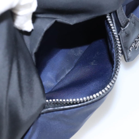 PRADA Hand Bag Nylon Navy Silver Auth ep6744