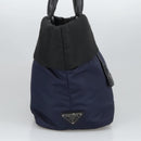 PRADA Hand Bag Nylon Navy Silver Auth ep6744-3