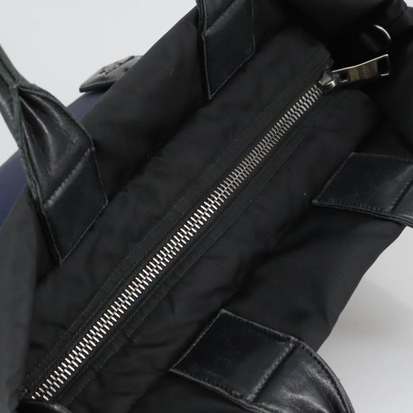 PRADA Hand Bag Nylon Navy Silver Auth ep6744
