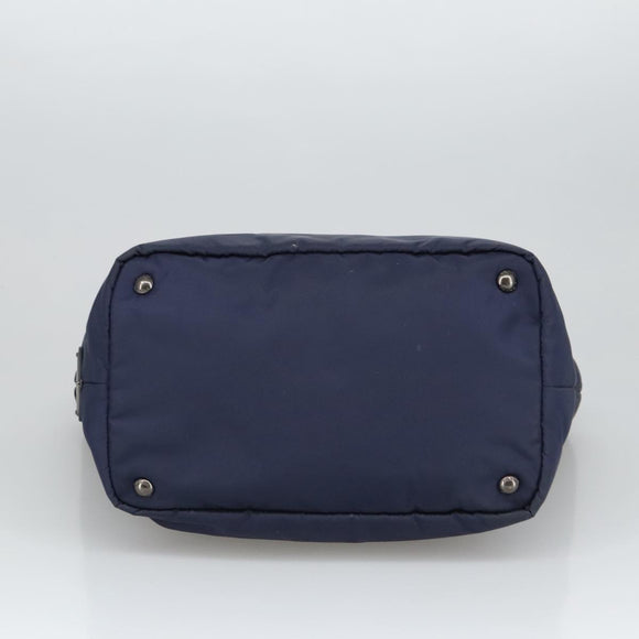 PRADA Hand Bag Nylon Navy Silver Auth ep6744