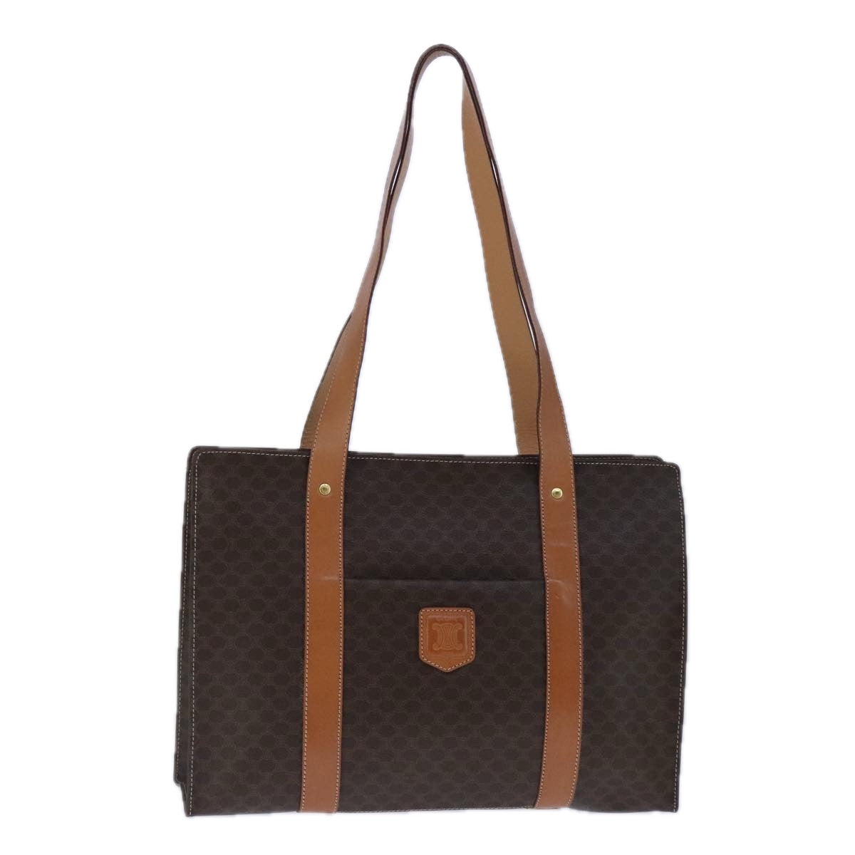 CELINE Macadam Canvas Tote Bag PVC Leather Brown Auth ep6747