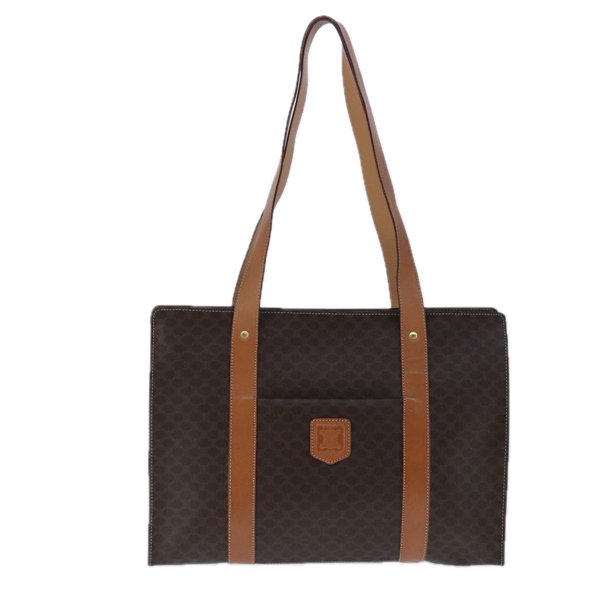 CELINE Macadam Canvas Tote Bag PVC Leather Brown Auth ep6747 - 0