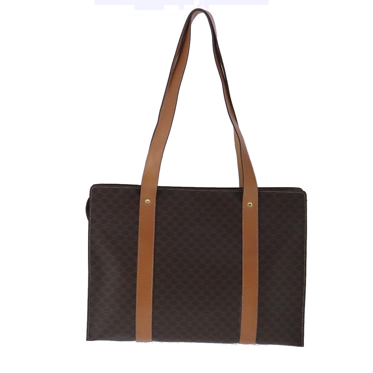 CELINE Macadam Canvas Tote Bag PVC Leather Brown Auth ep6747